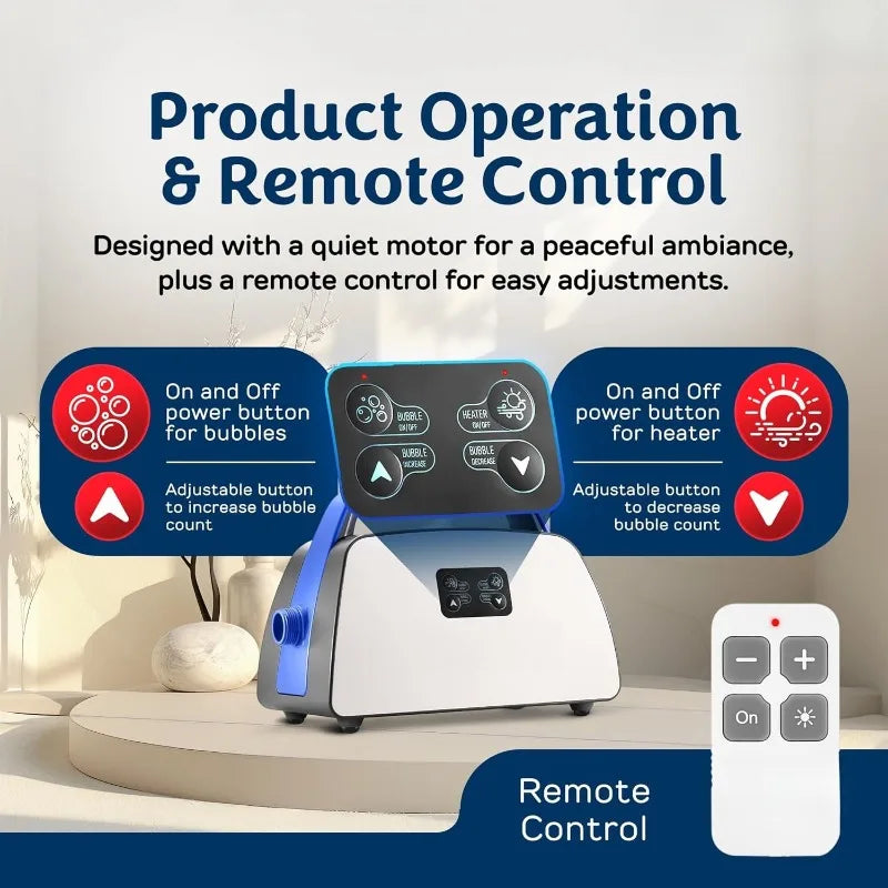 Electric Bubble Massage Bathtub Mat – Non-Slip Full-Body Waterproof Hot Tub Spa Mat for Bath with Heater, Motorized Air Pump, An