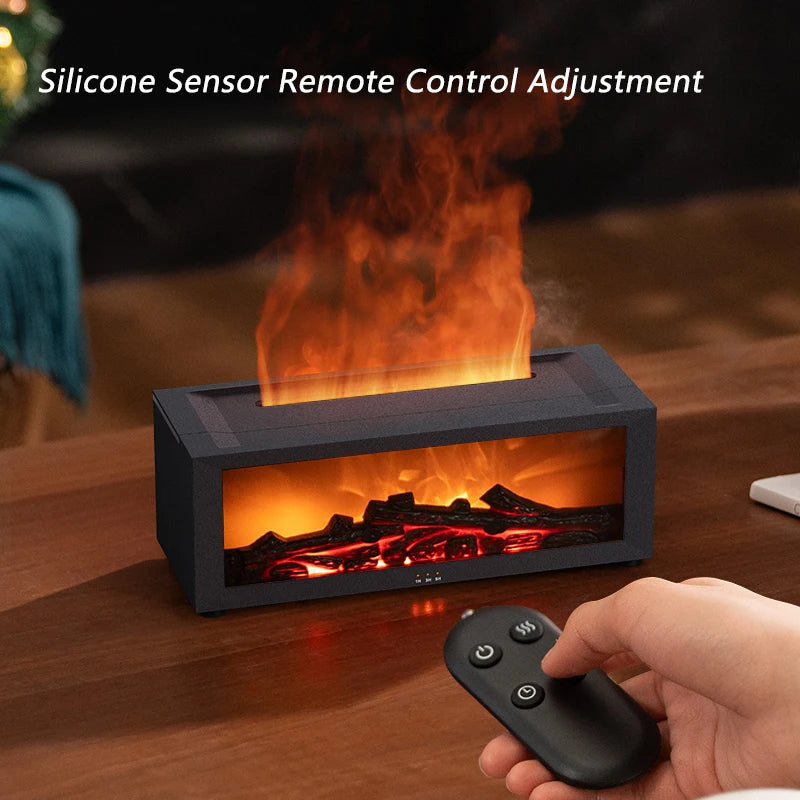 Fireplace Aroma Diffuser 150Ml 7 Color Flame with Remote Control Cool Mist Humidifier Auto Shutoff Timer for Home Office